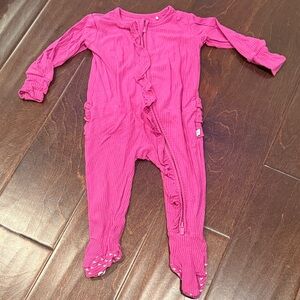 Posh Peanut Fuchsia Ruffled Footie